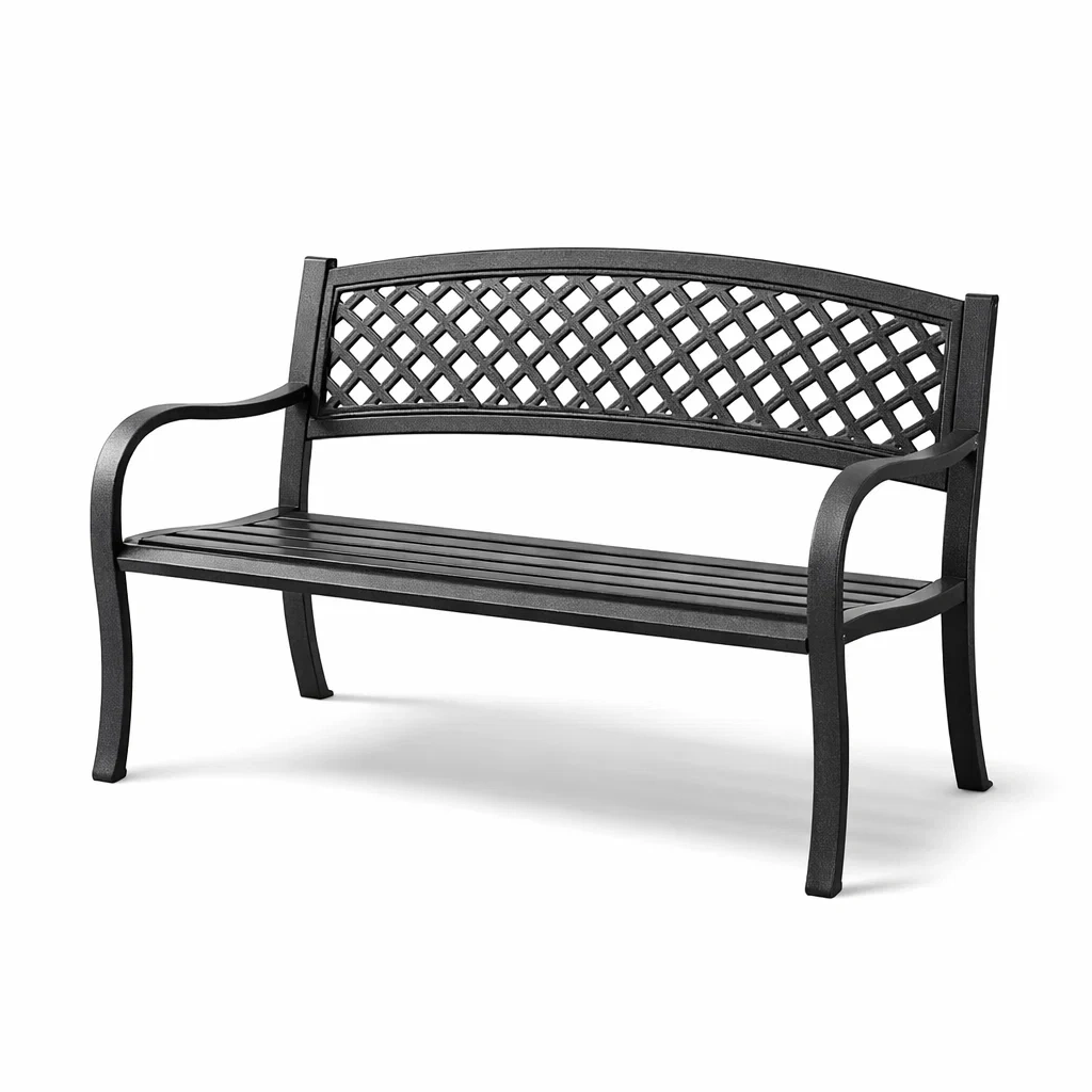 Panchina in Metallo Nero 127x60x85 cm-COMFORTABLENOOK