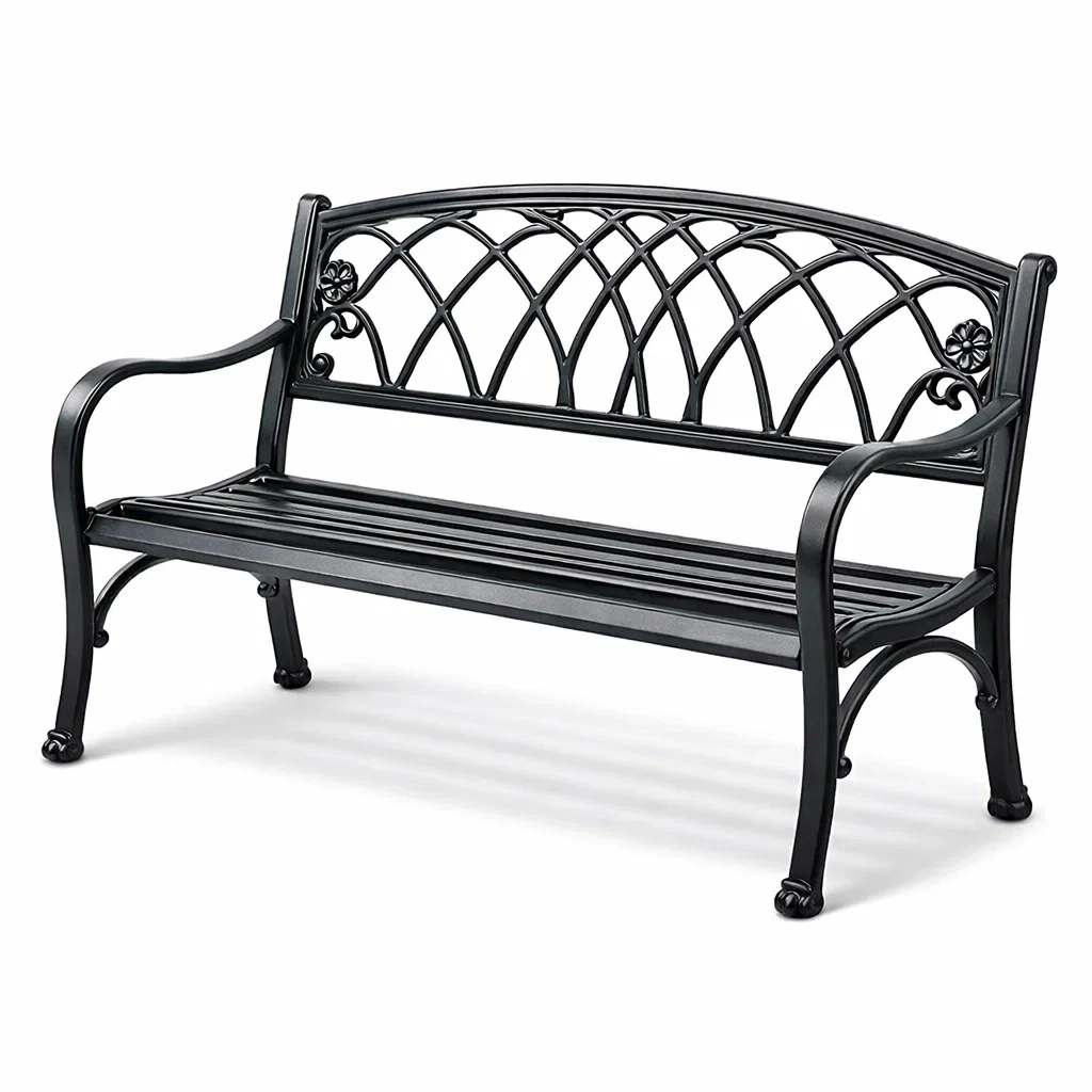 Panchina in Alluminio Nero 125x60x85 cm-COMFORTABLENOOK