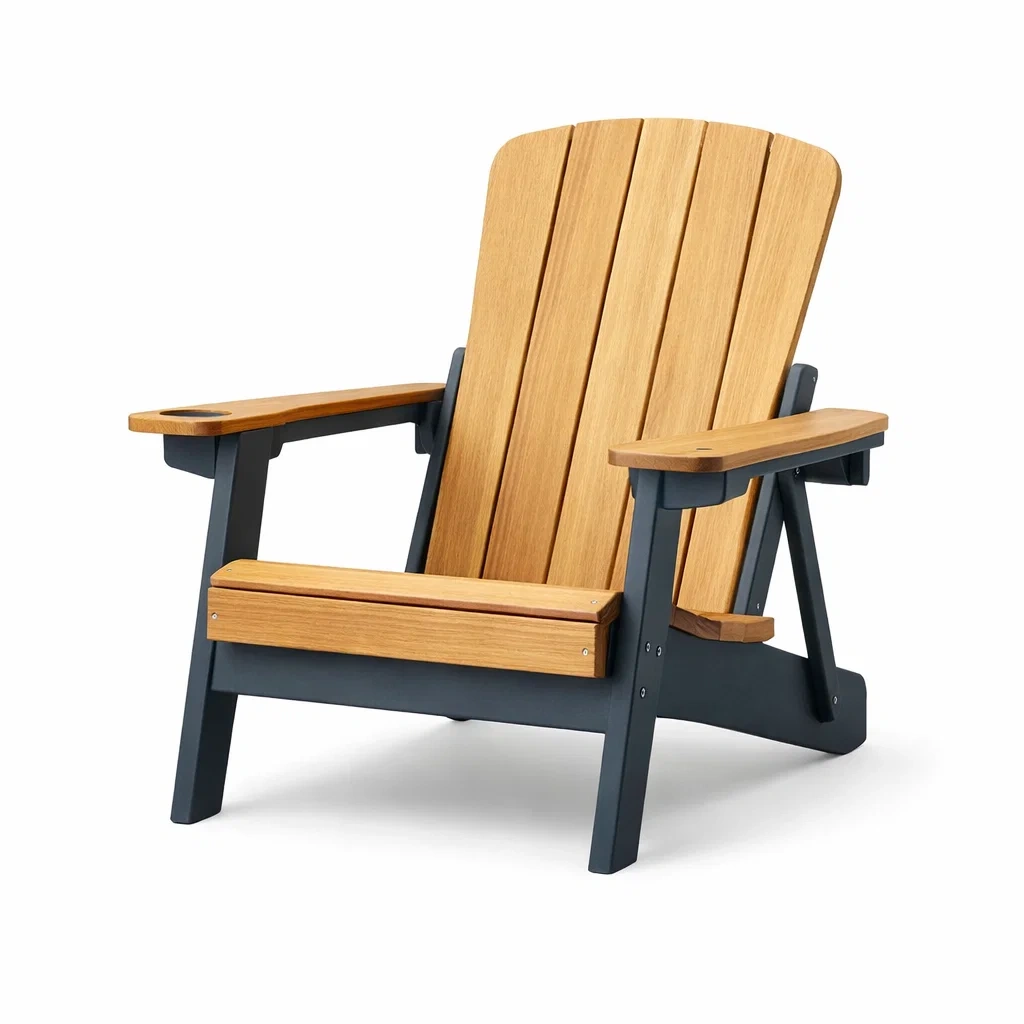 Sedia Adirondack in Legno di Acacia e Composito Nero-COMFORTABLENOOK