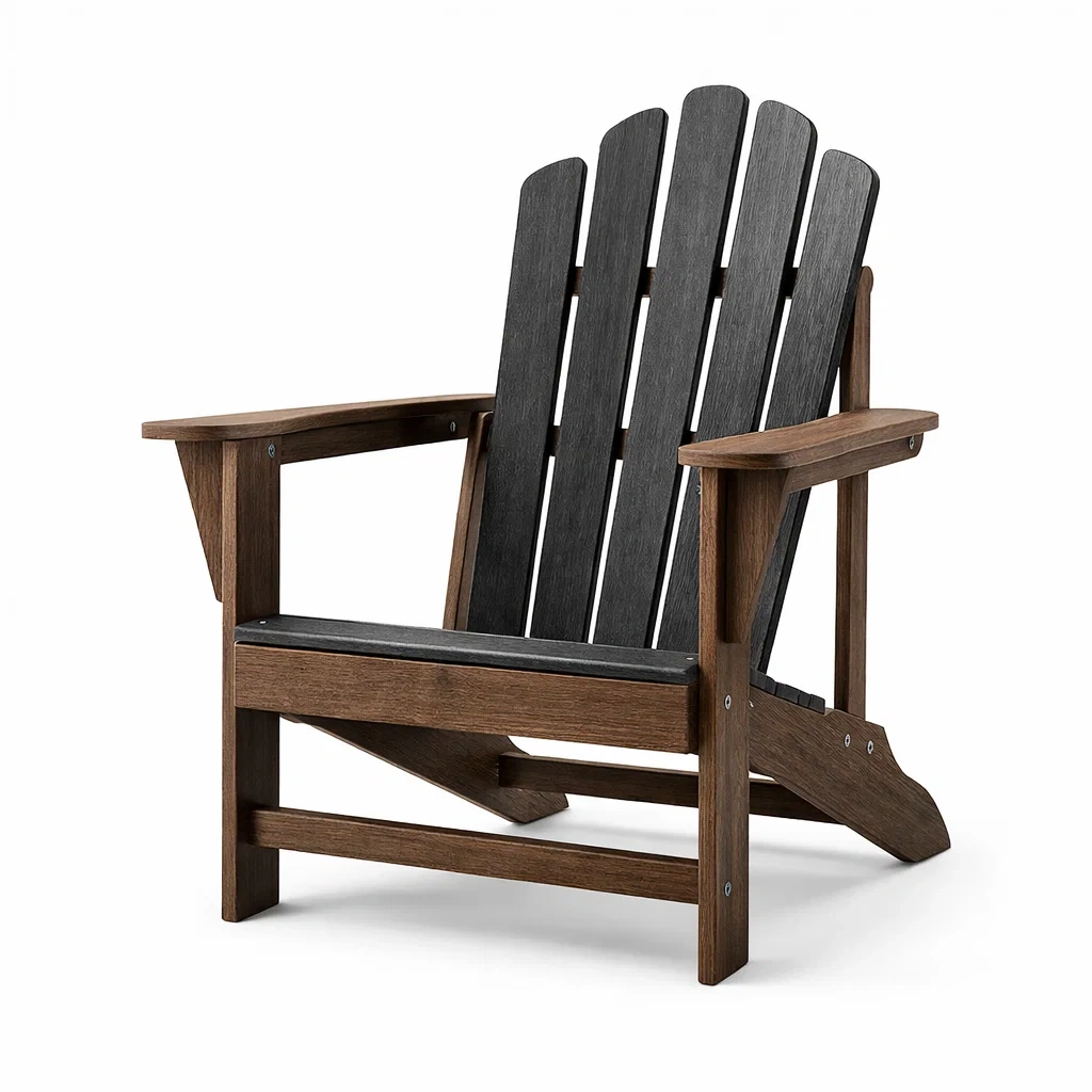 Sedia Adirondack in Legno di Acacia e Plastica Riciclata Antracite Marrone-COMFORTABLENOOK