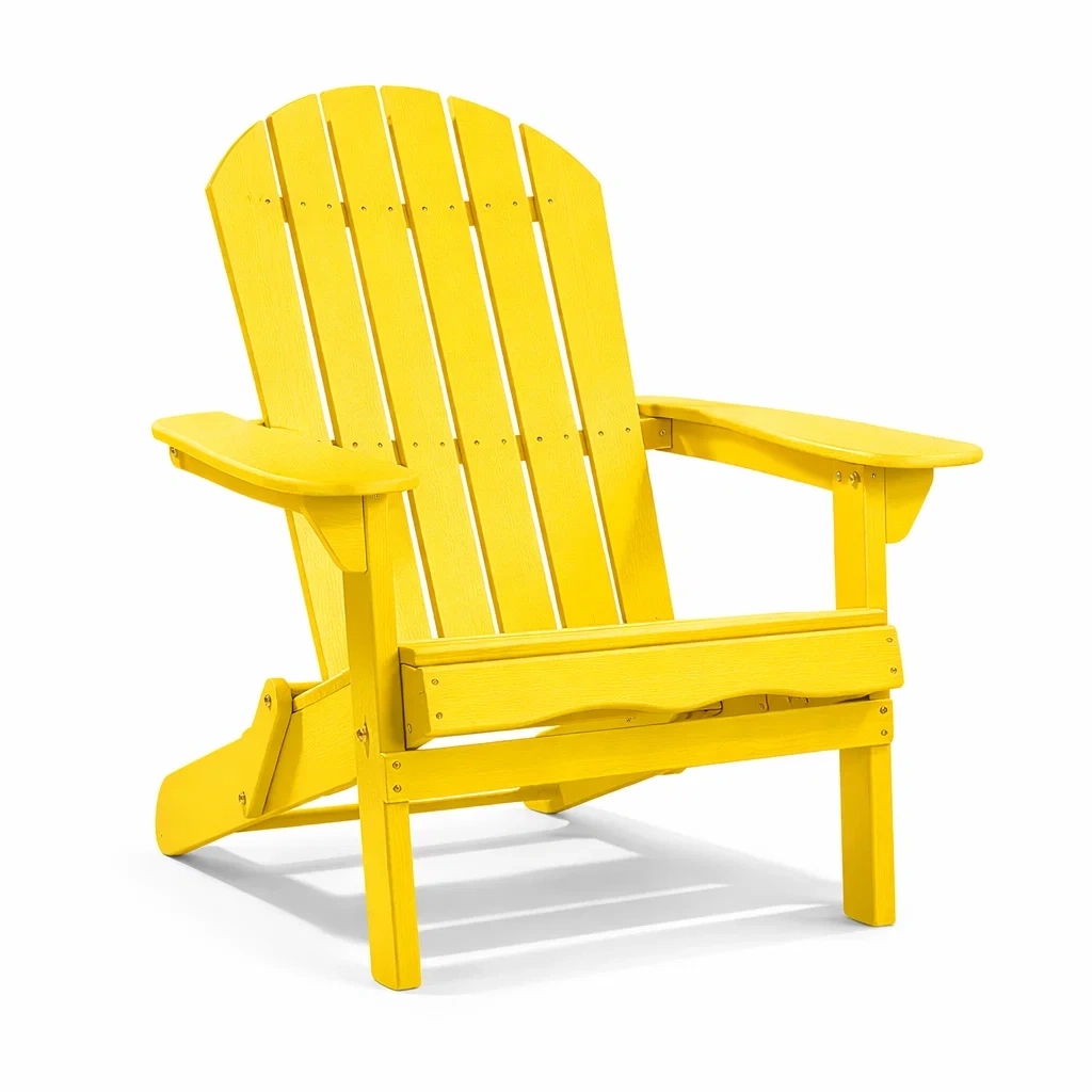 Sedia Adirondack in Legno Composito Gialla 91x78x84 cm-COMFORTABLENOOK