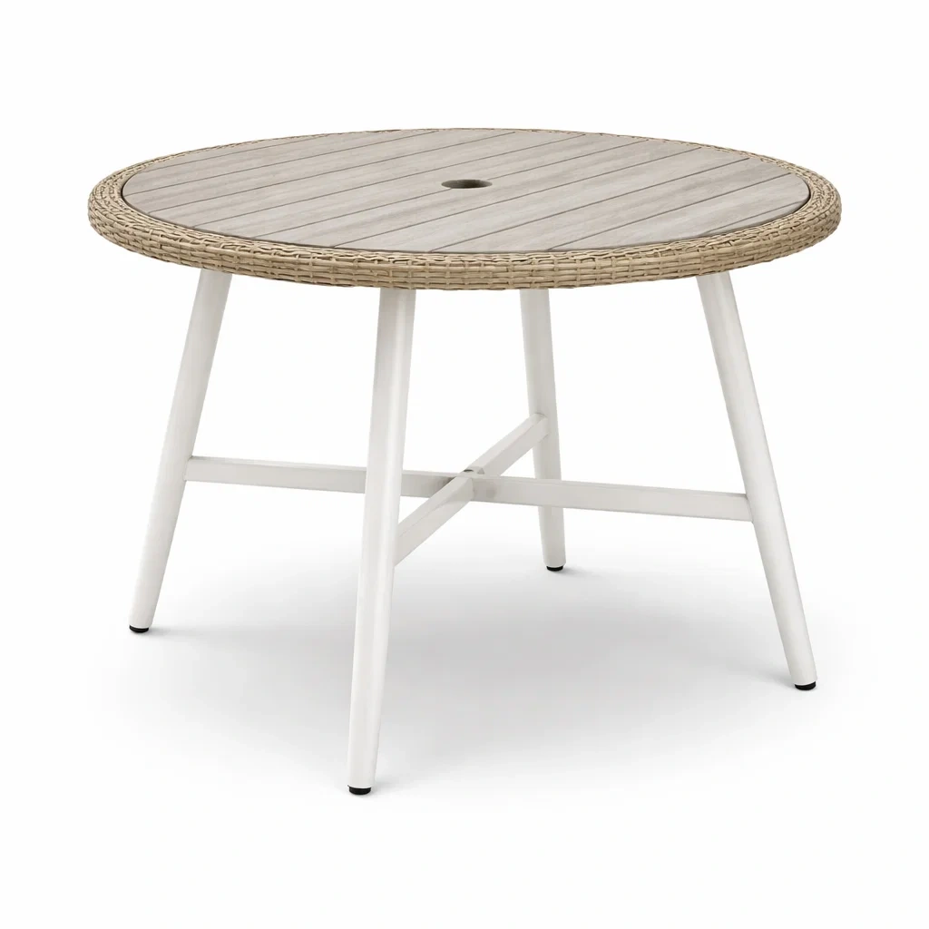 Tavolo Rotondo in Metallo e Legno-COMFORTABLENOOK