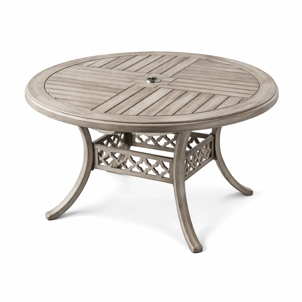 Tavolo Rotondo in Alluminio Grigio-COMFORTABLENOOK