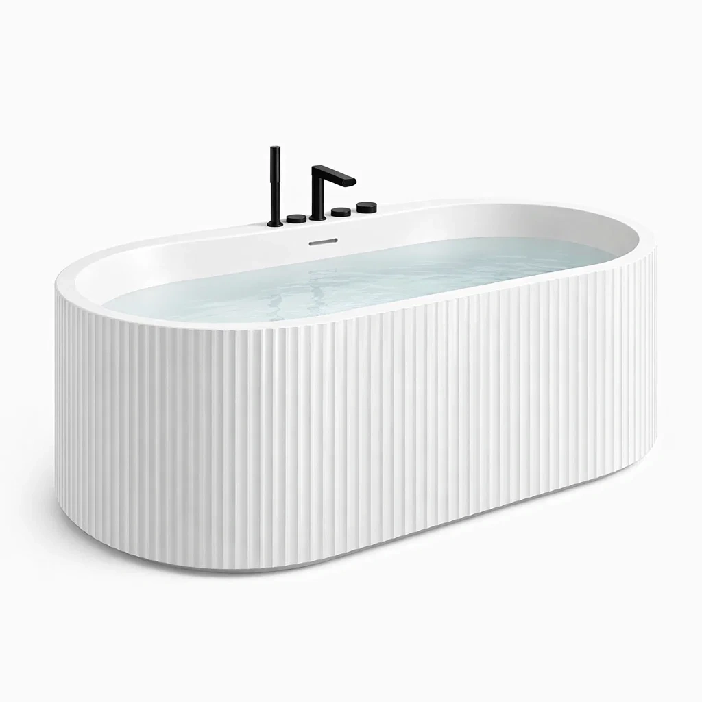 Vasca freestanding Ovale in Acrilico Bianco 180x85x60 cm-COMFORTABLENOOK