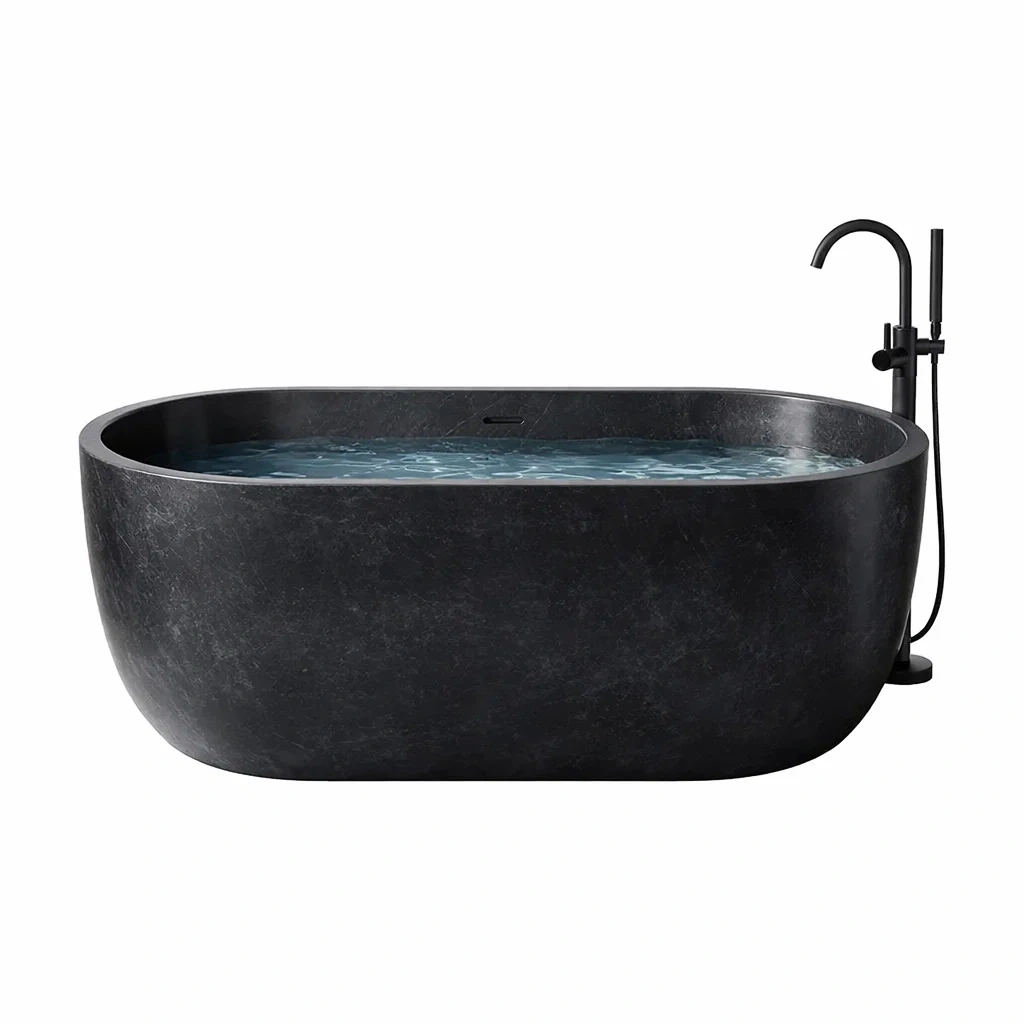 Vasca freestanding in Resina di Pietra Nera-COMFORTABLENOOK