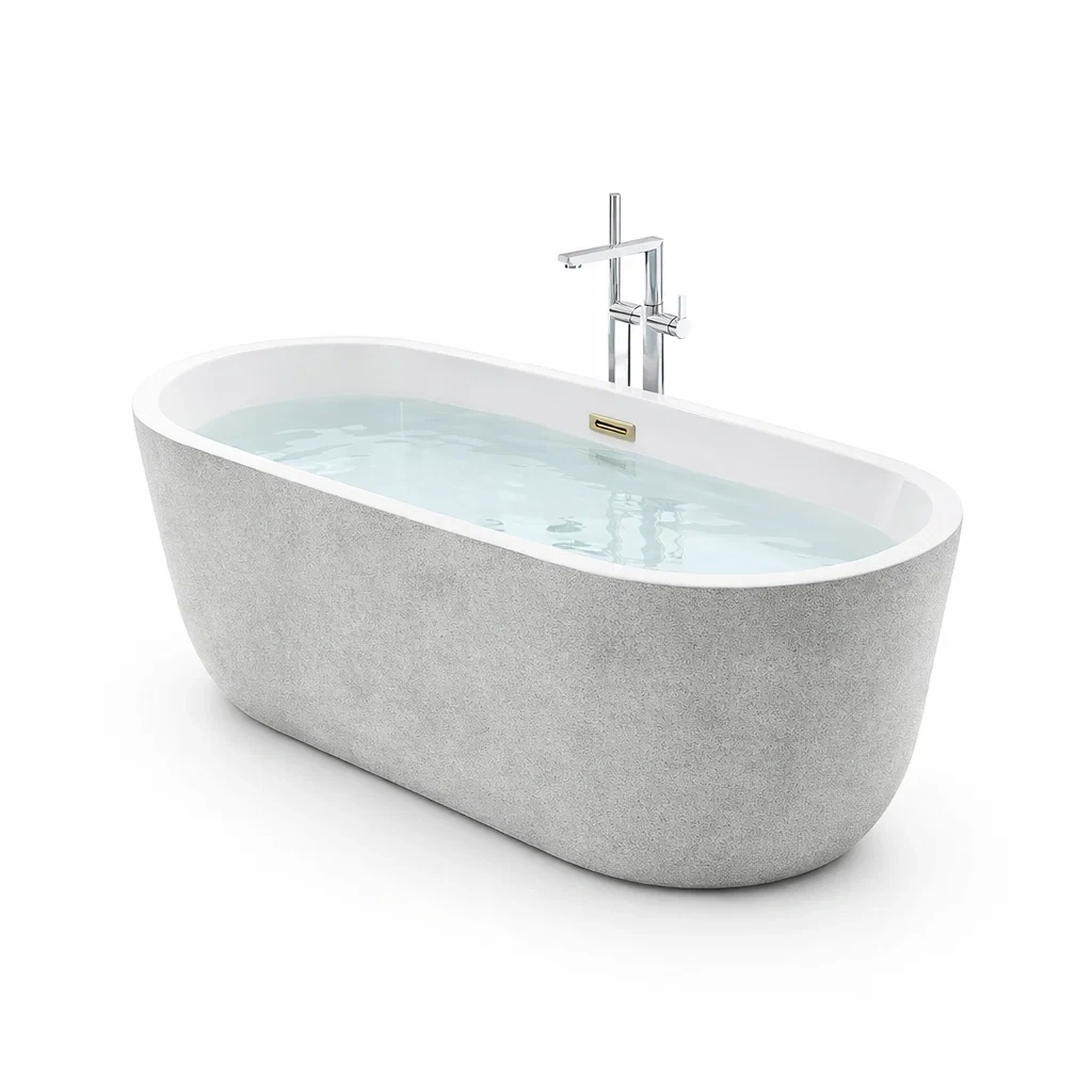 Vasca freestanding Ovale in Acrilico Grigio 170x70x60 cm-COMFORTABLENOOK