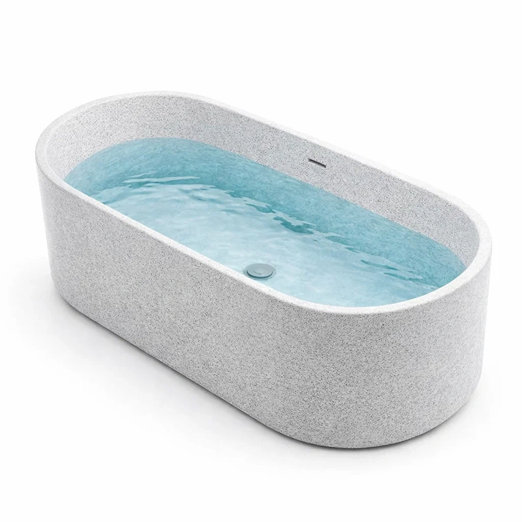 Vasca freestanding Ovale in Pietra Composita Grigia 180x80x60 cm-COMFORTABLENOOK