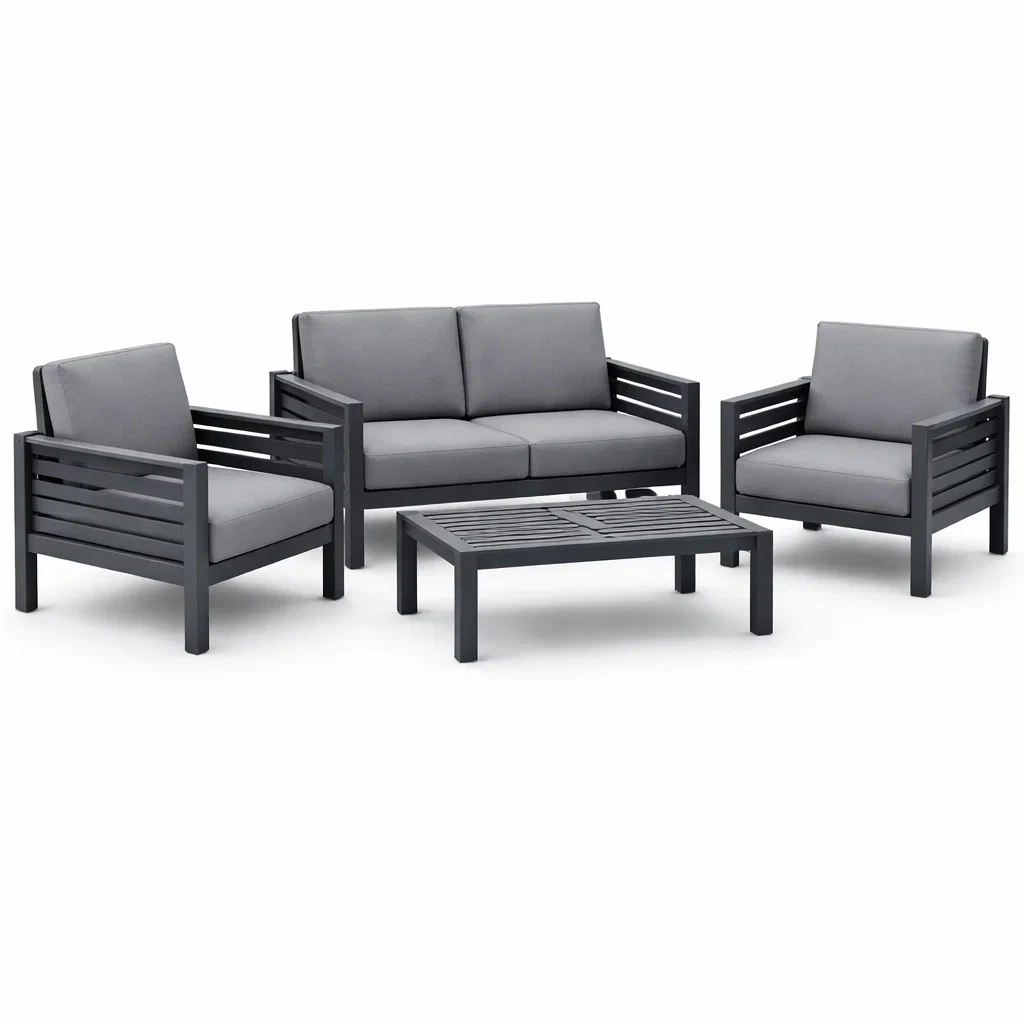 Set da salotto in Alluminio e Poliestere Grigio-COMFORTABLENOOK