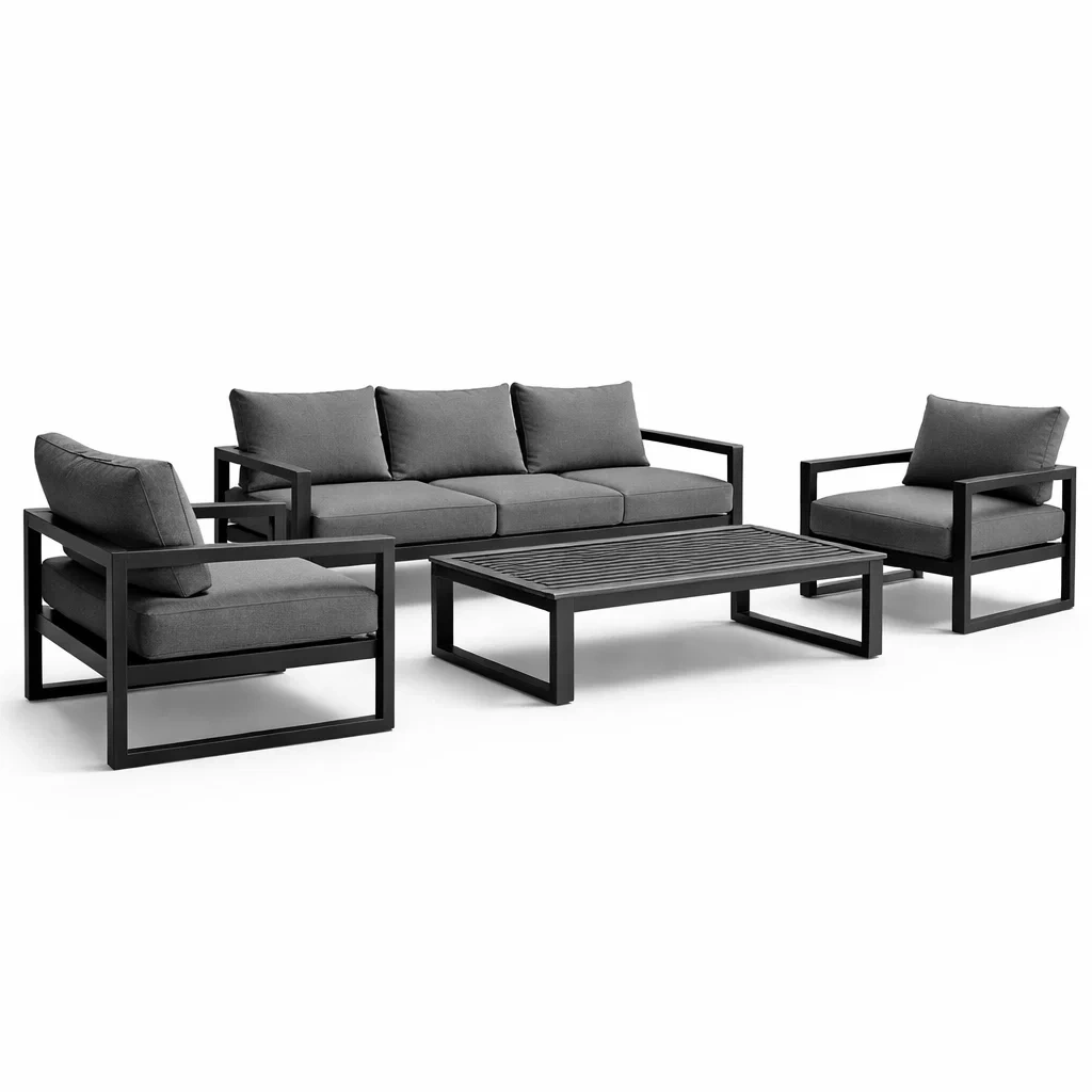 Set da salotto in Alluminio e Tessuto Grigio-COMFORTABLENOOK