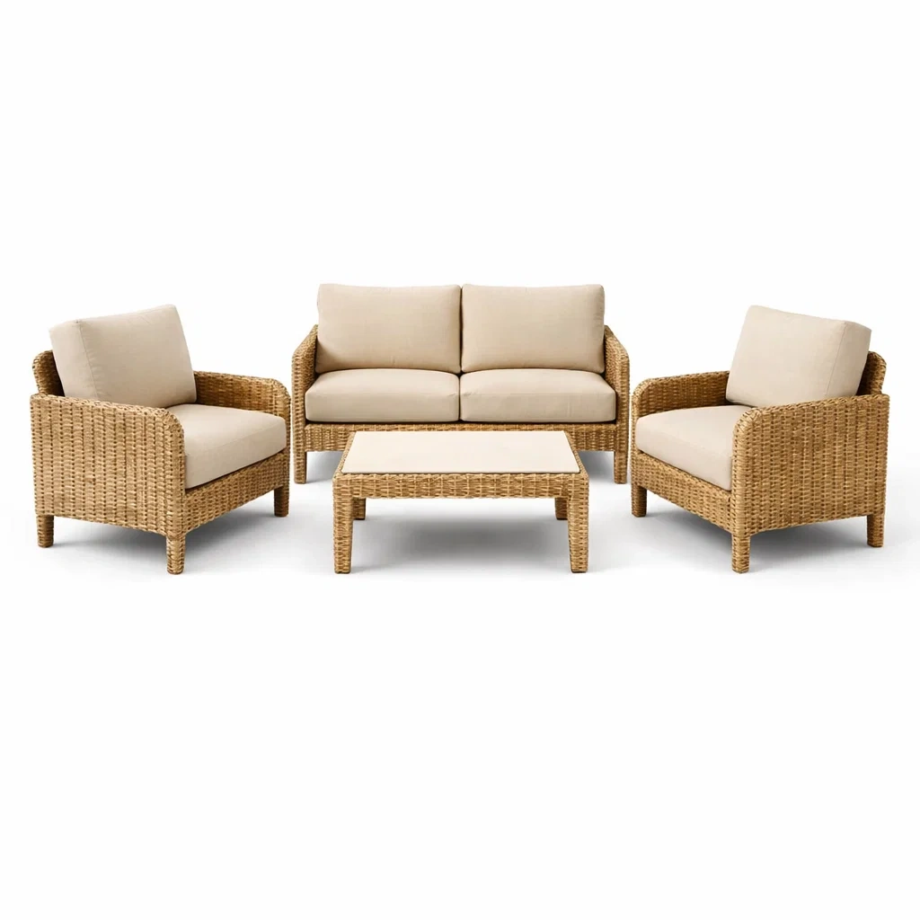Set da salotto in Rattan Sintetico con Cuscini Beige-COMFORTABLENOOK