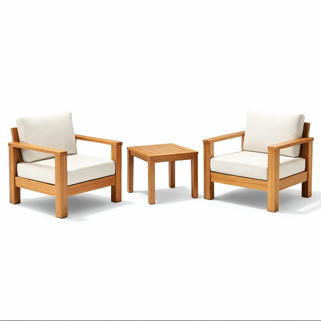 Set relax in Legno con Cuscini Beige-COMFORTABLENOOK