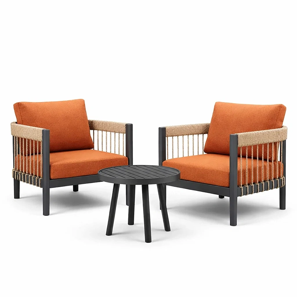 Set relax in Alluminio con Cuscini Arancioni-COMFORTABLENOOK