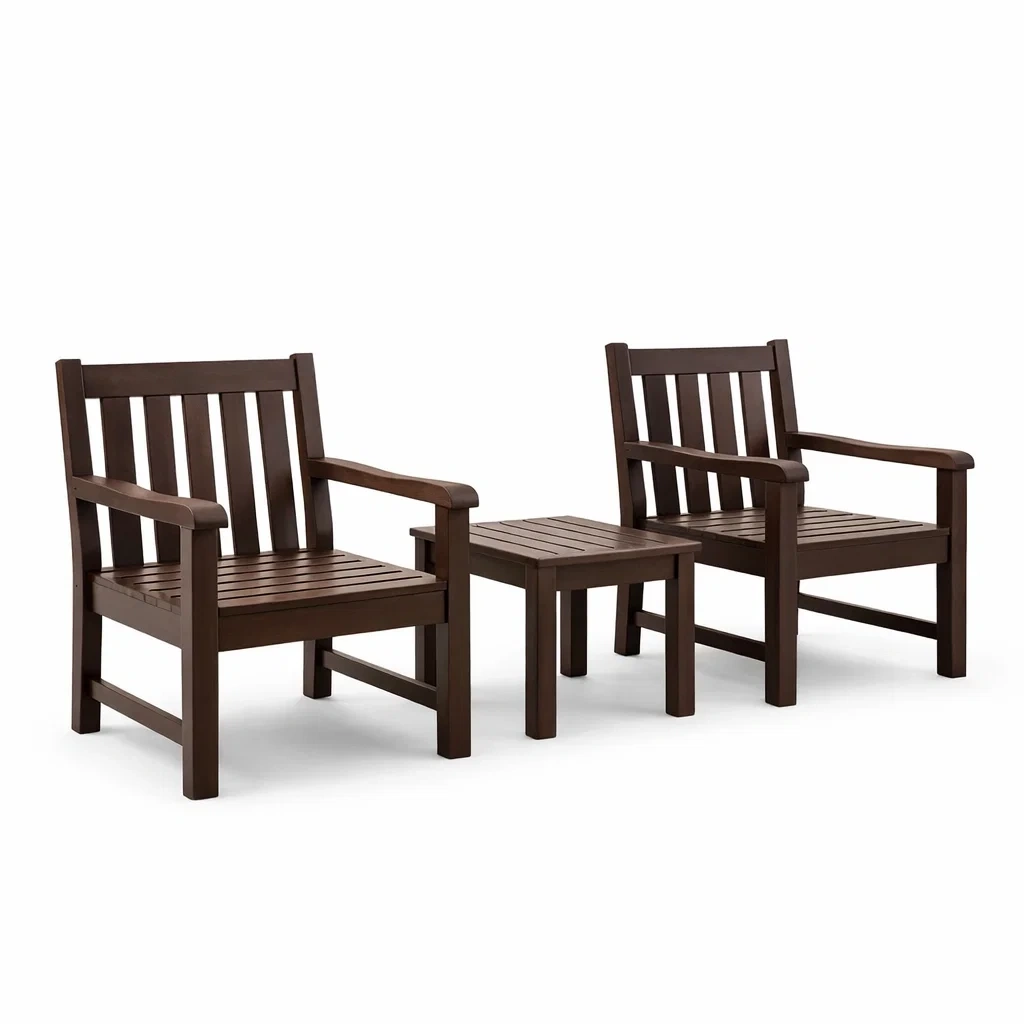 Set relax in Legno Massello Marrone con Sedie e Tavolino-COMFORTABLENOOK