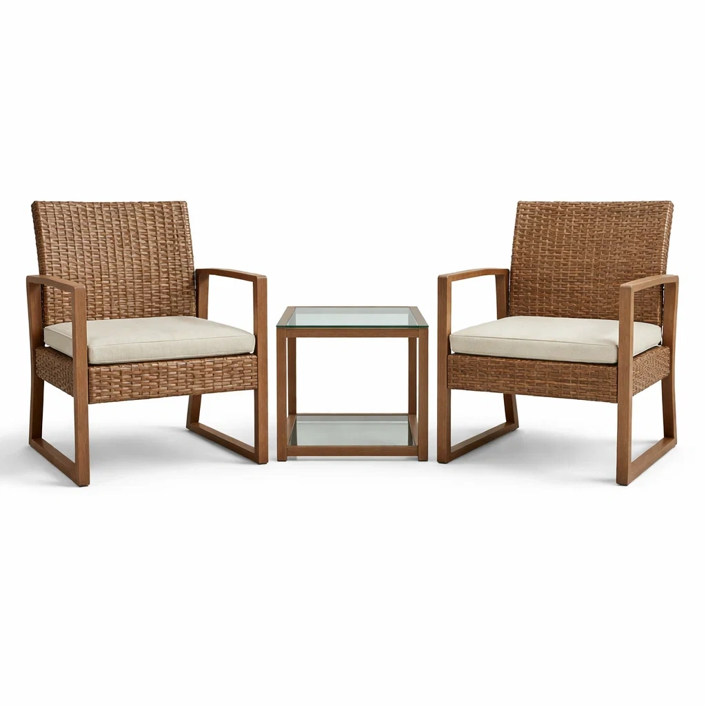 Set relax in Rattan con Tavolo in Vetro Temperato-COMFORTABLENOOK