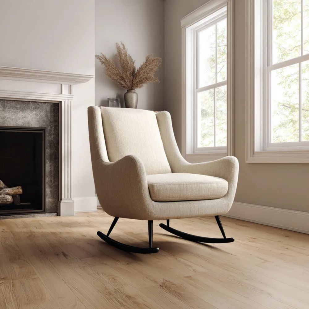 Schaukelstuhl Leinenpolster 90x80x100 cm - Beige - Modernes Design