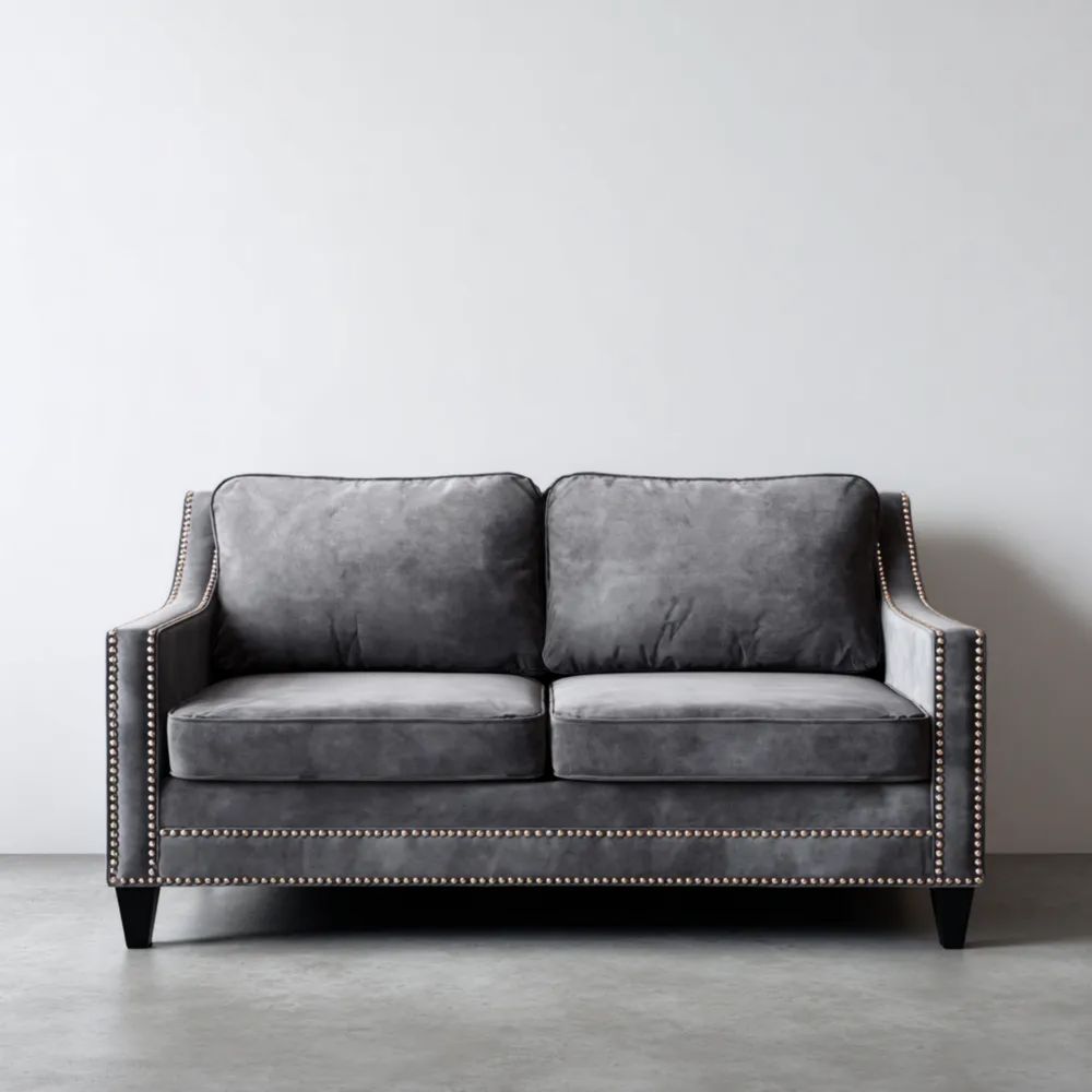 2-Sitzer-Sofa Velours 150x80x85 cm - Dunkelgrau - Klassisches Design