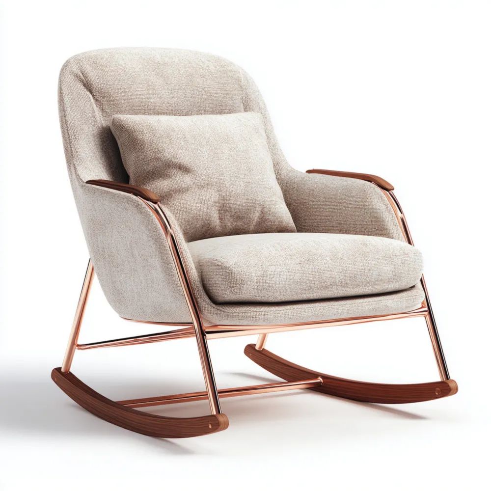 Schaukelstuhl Stoffpolsterung 100x90x95 cm – Beige – Modernes Design