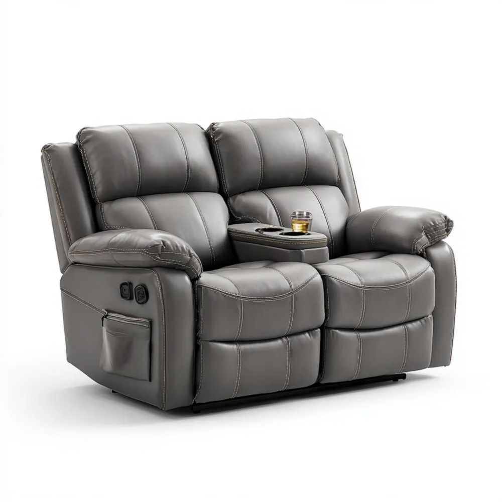 2-Sitzer-Sofa Kunstleder 150x90x100 cm – Grau – Verstellbare Liegefunktion