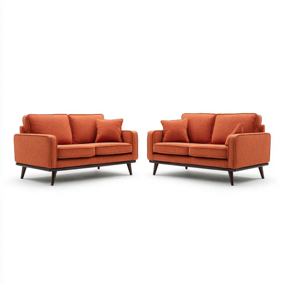 2-Sitzer-Sofa Set Stoff 140x80x85 cm - Orange - Skandinavisches Design