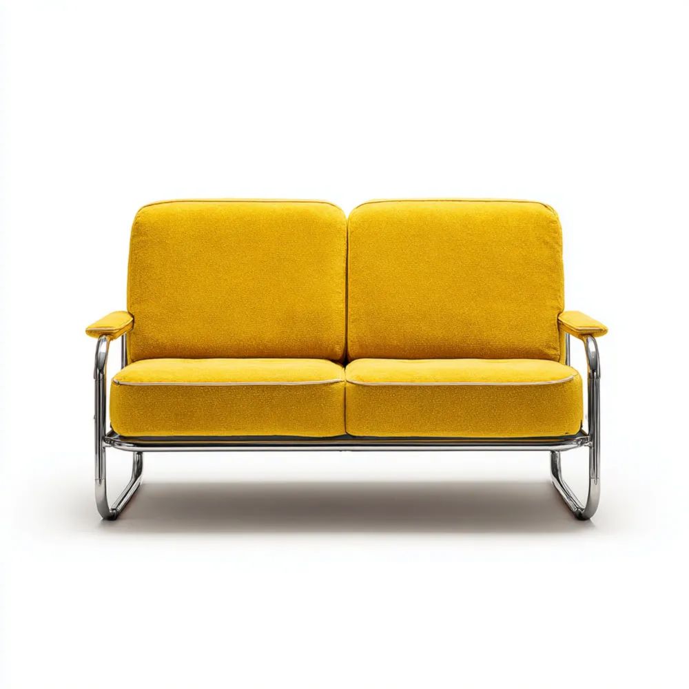 2-Sitzer-Sofa 140x80x85 cm Metallskelett Samtpolster Gelb – Modernes Design