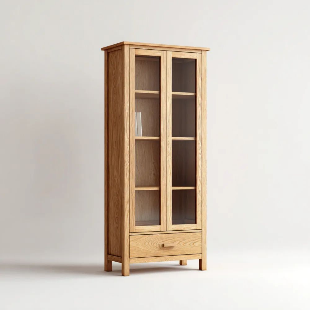 Vitrine aus Eichenholz mit Glastüren 180x80x40 cm - Elegantes Design