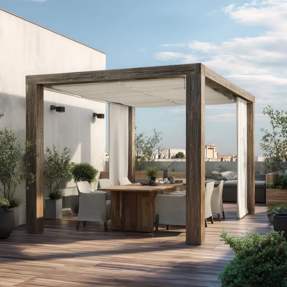 Pergola aus Holz 400x300x250 cm – Natur/Beige – Modernes Design