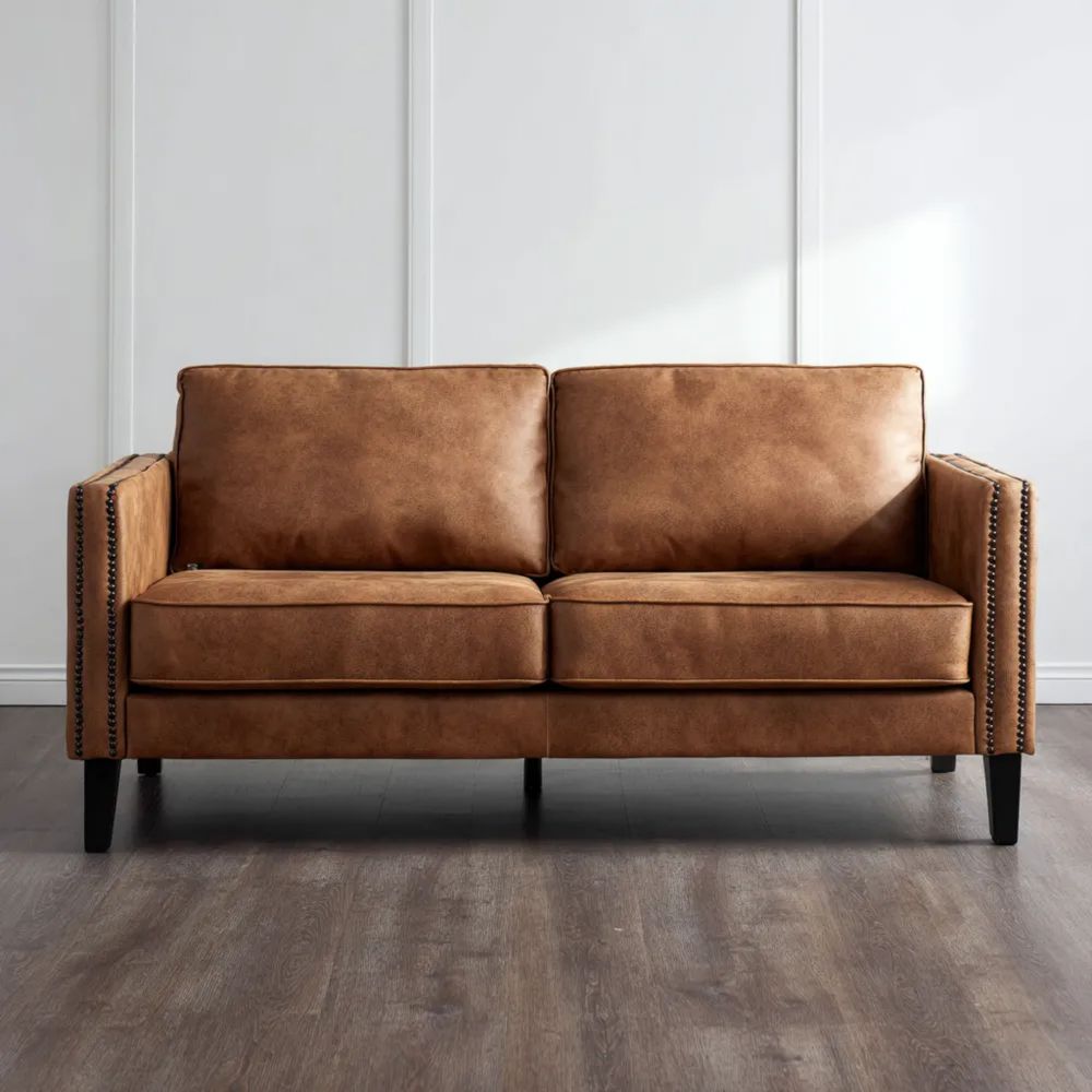 2-Sitzer-Sofa Kunstleder 140x85x80 cm – Braun – Klassisches Design