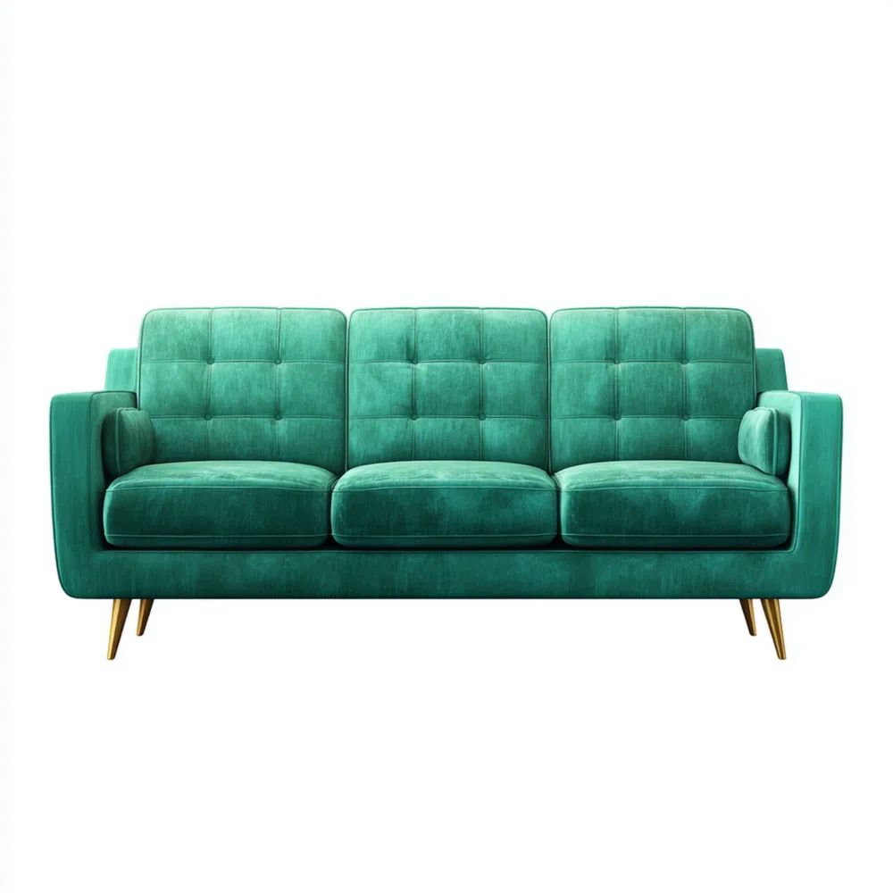 3-Sitzer-Sofa Samt 200x85x90 cm – Smaragdgrün – Moderne Eleganz
