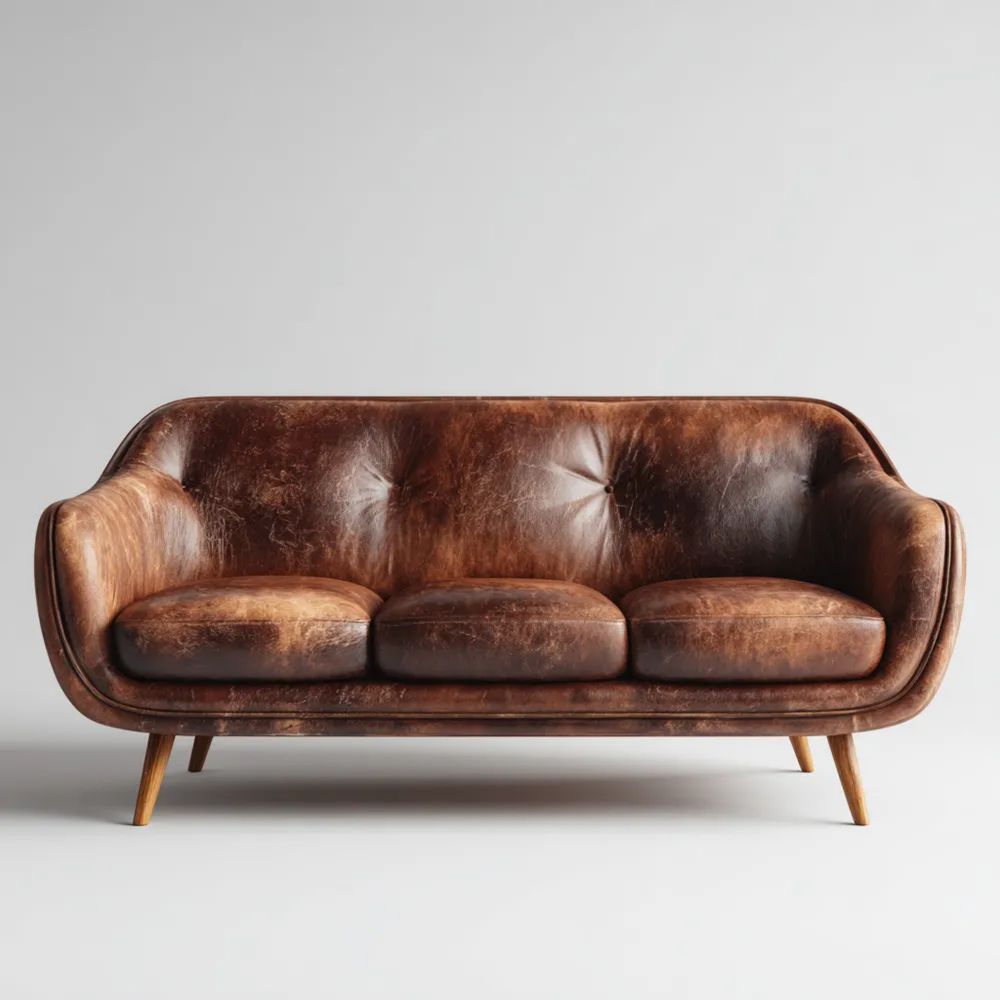 3-Sitzer-Sofa Leder 200x85x90 cm - Dunkelbraun - Vintage-Stil