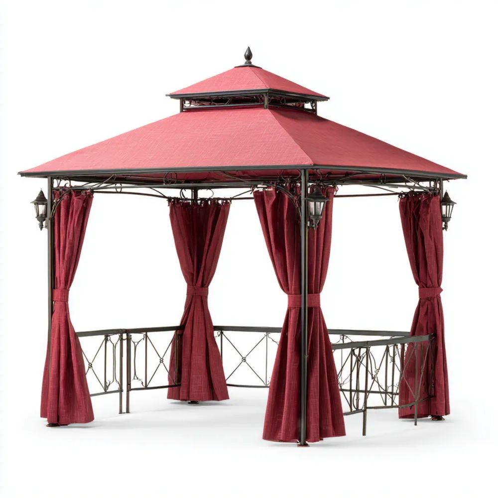 Gartenpavillon Metallrahmen 300x300x270 cm - Rot - Dekorativer Stil