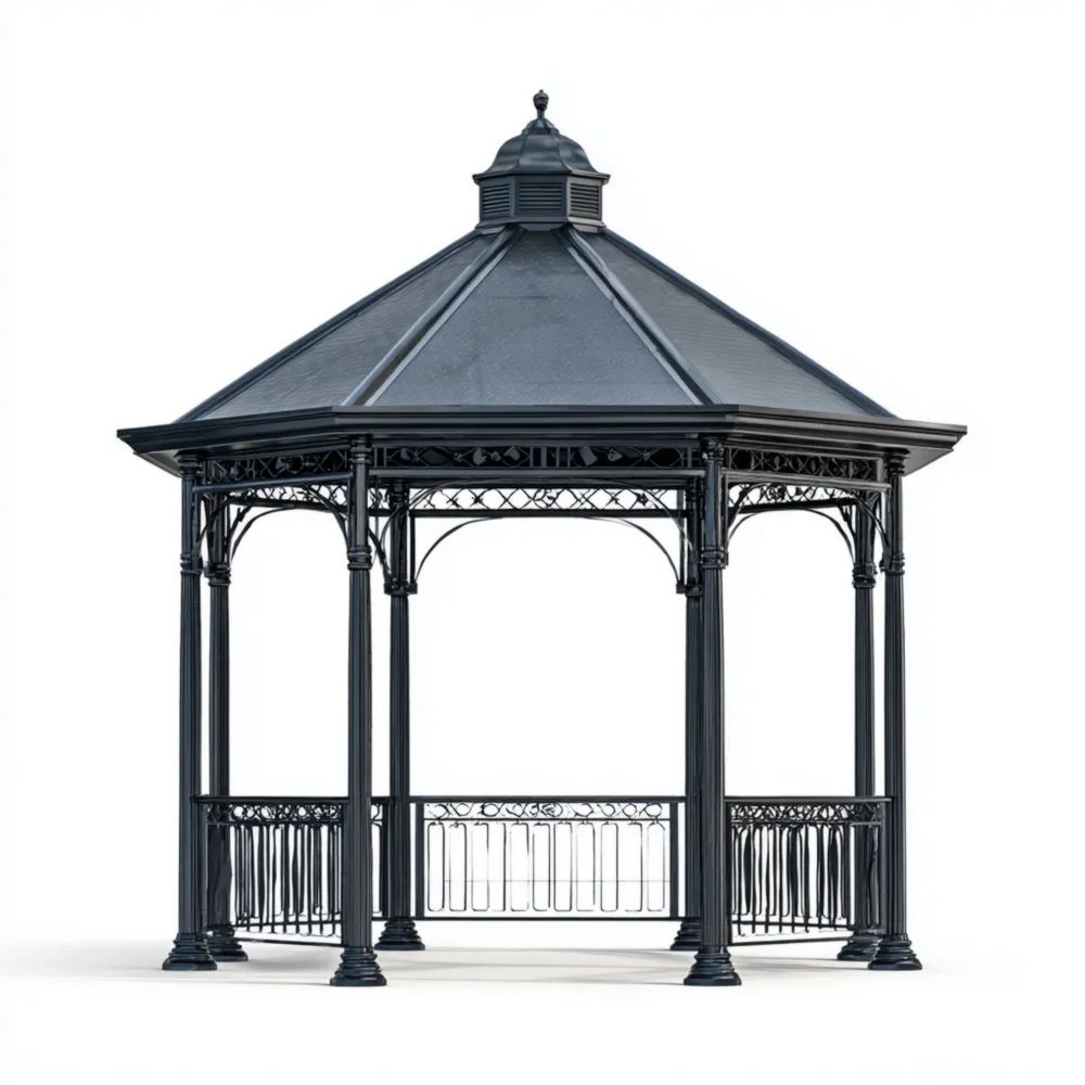 Gartenpavillon Metall 300x300x300 cm – Schwarz – Klassisches Design