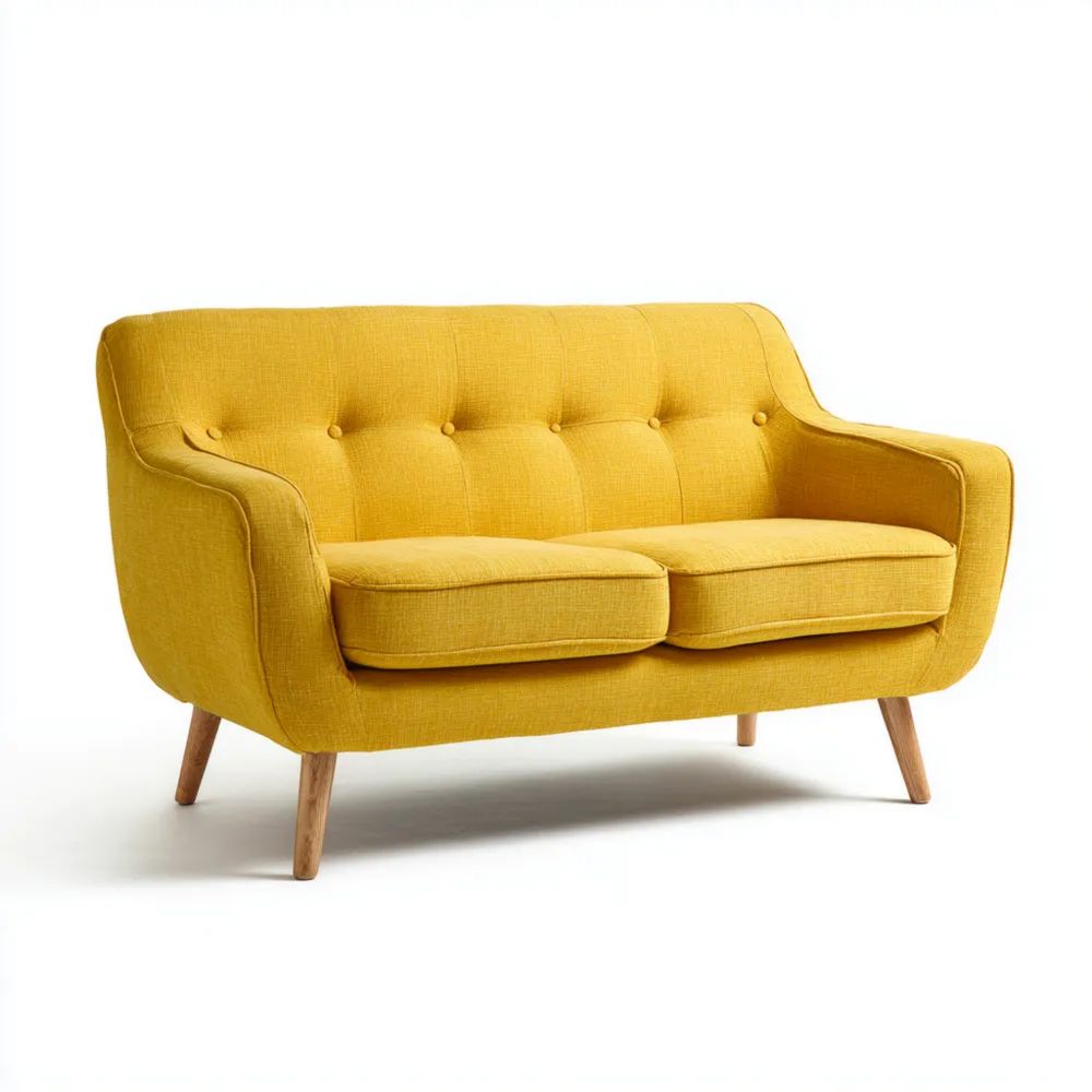 2-Sitzer-Sofa Stoff 140x75x80 cm – Gelb – Skandinavisches Design