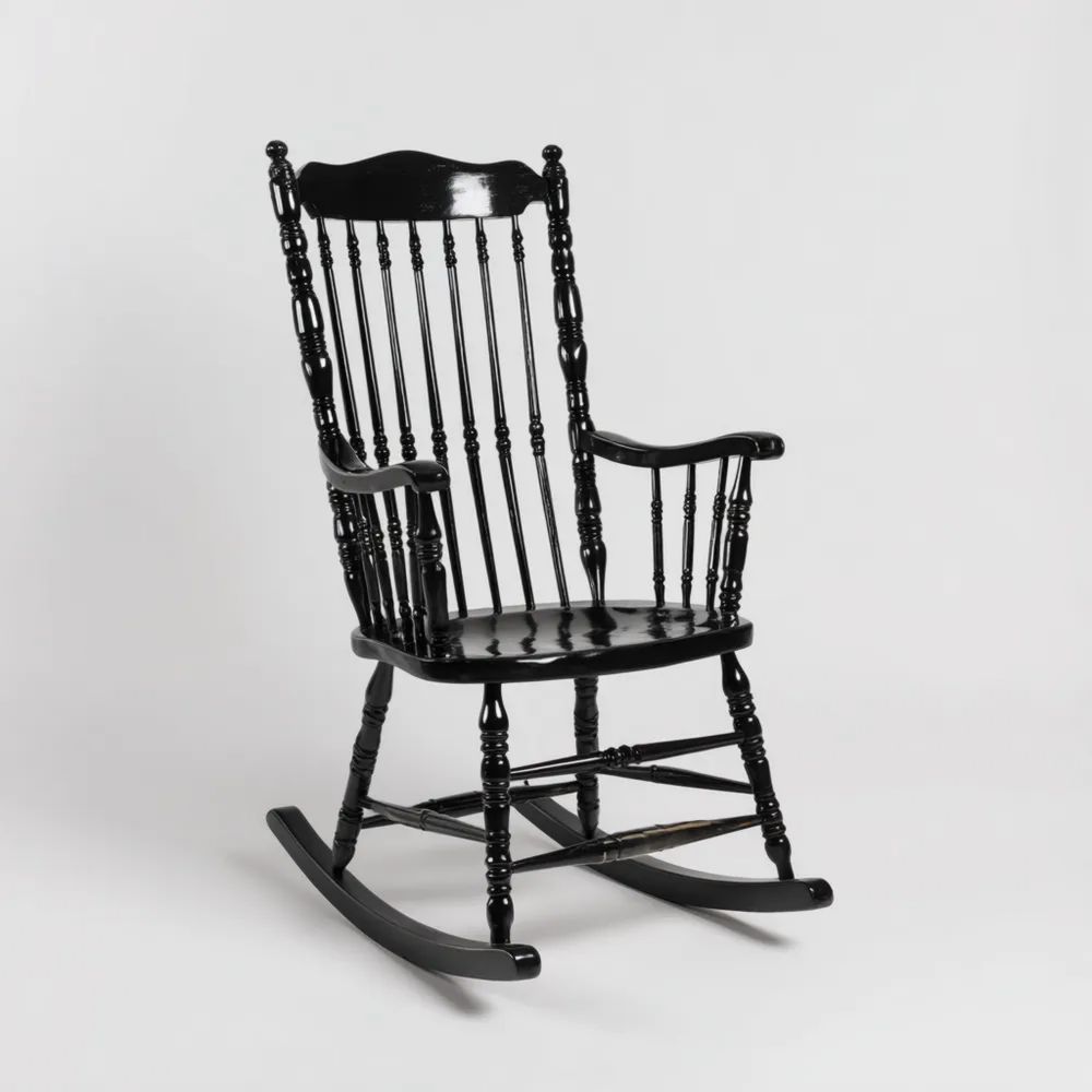 Schaukelstuhl Holz 100x50x120 cm - Schwarz - Klassisches Design