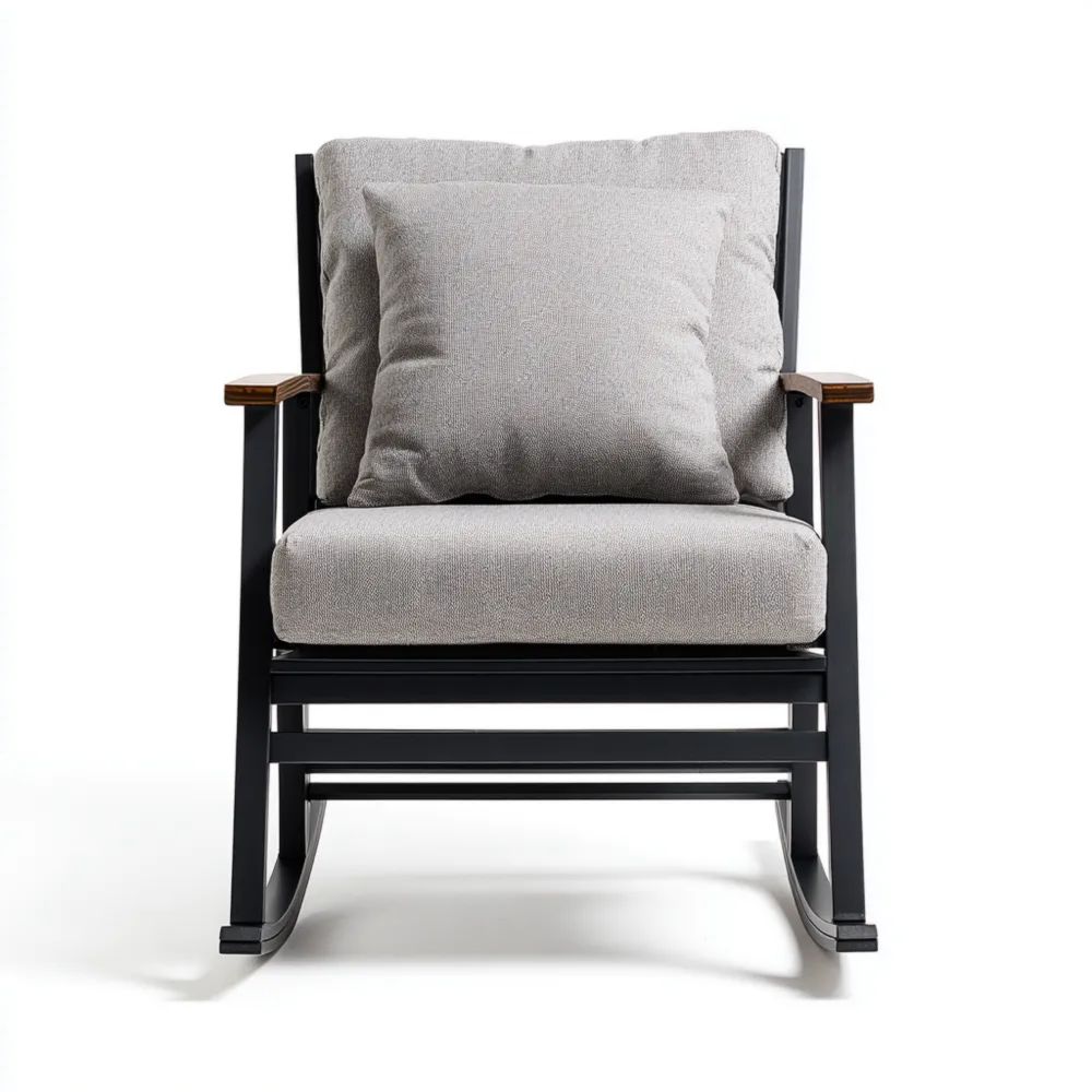 Schaukelstuhl Metallrahmen 65x45x95 cm Stoffpolsterung Grau - Modernes Design