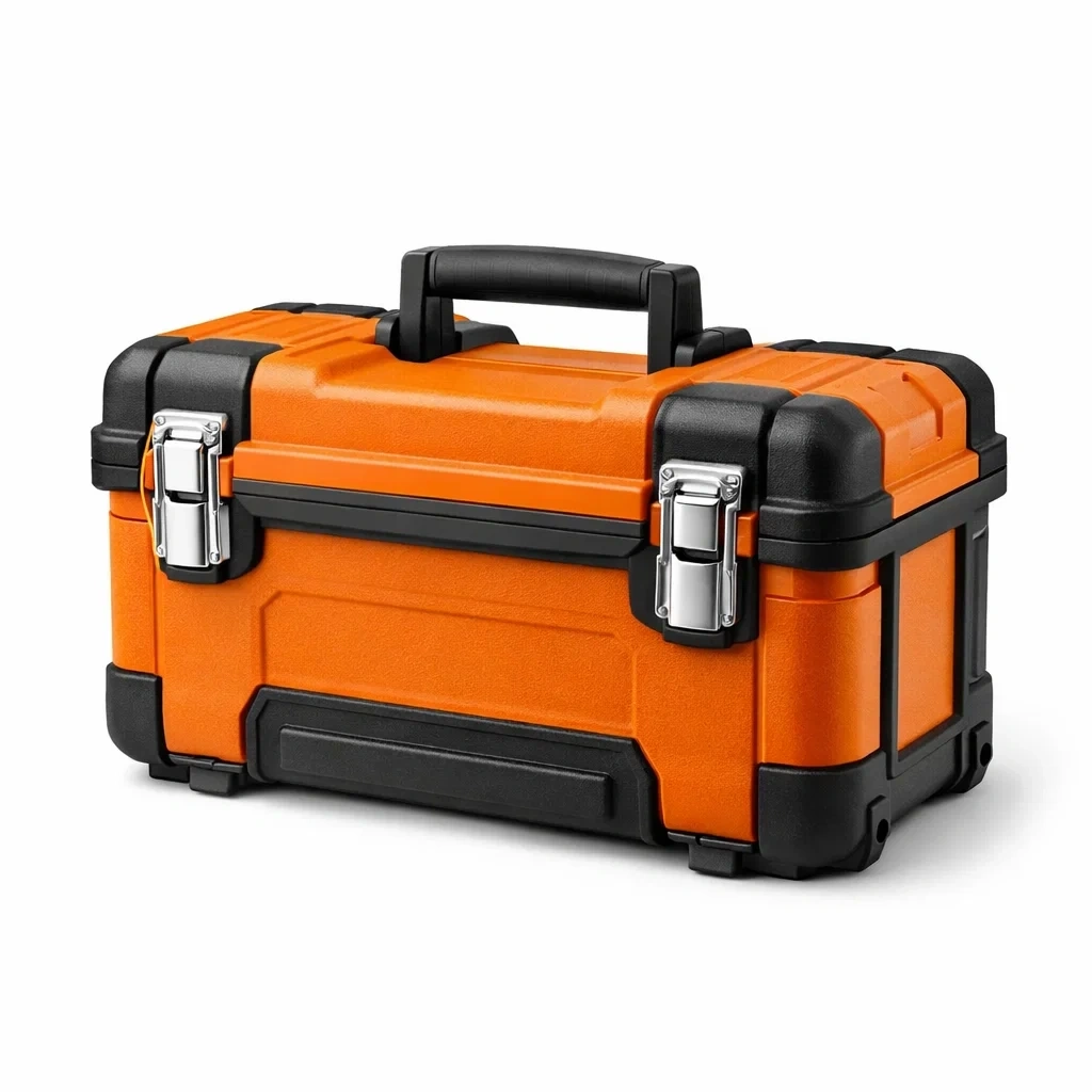Cassetta degli attrezzi in plastica arancione e nera 40x20x25 cm-LUXEBLISSLIVING