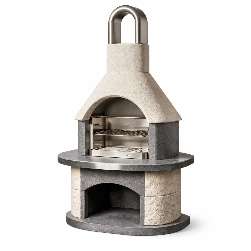 Barbecue in pietra naturale e acciaio inox-LUXEBLISSLIVING