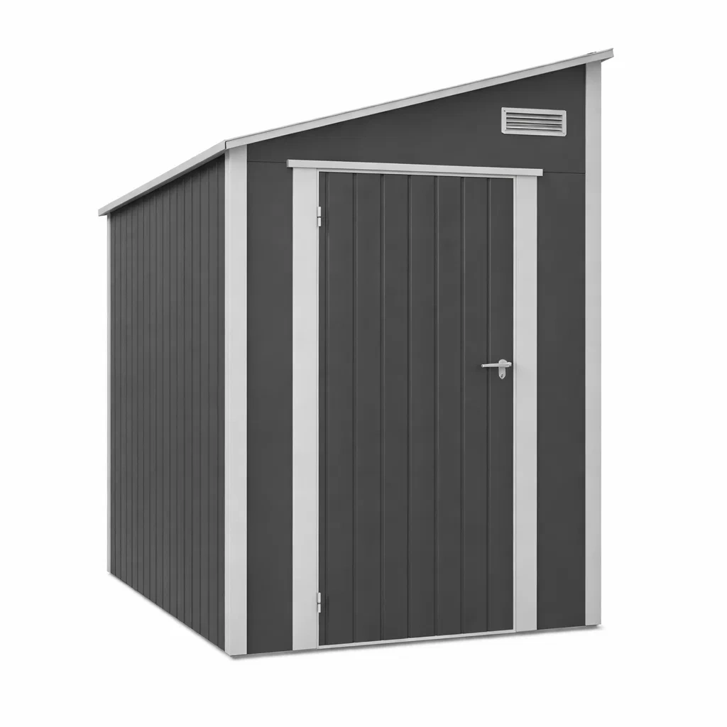 Casetta da giardino in acciaio zincato grigio con porta singola-LUXEBLISSLIVING