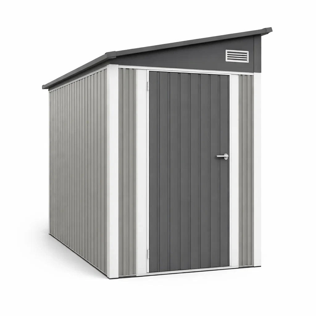 Casetta da giardino in metallo grigio 257x205x202 cm-LUXEBLISSLIVING