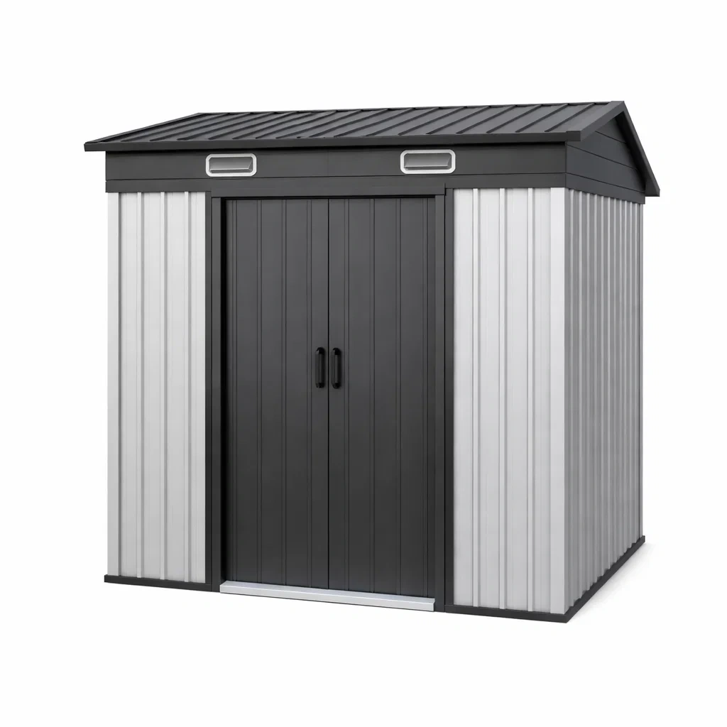 Casetta da giardino in acciaio e polipropilene grigio e nero-LUXEBLISSLIVING