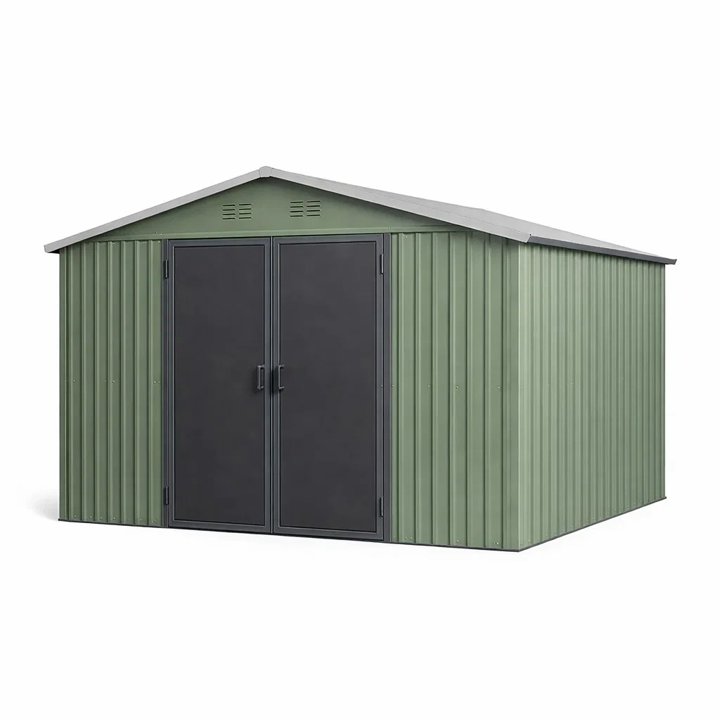 Casetta da giardino in metallo verde e nero 300x400x210 cm-LUXEBLISSLIVING