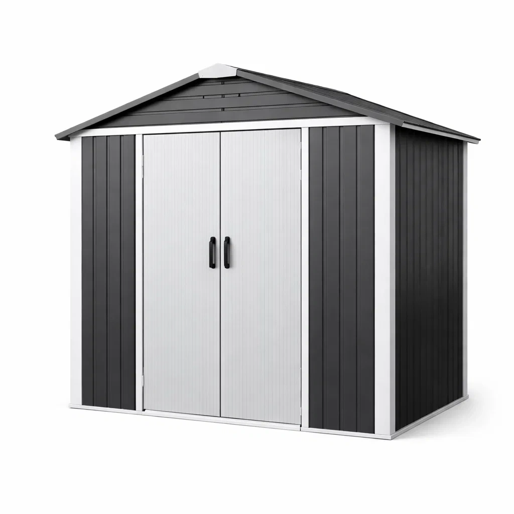 Casetta da giardino in acciaio grigio 237x131x185 cm-LUXEBLISSLIVING