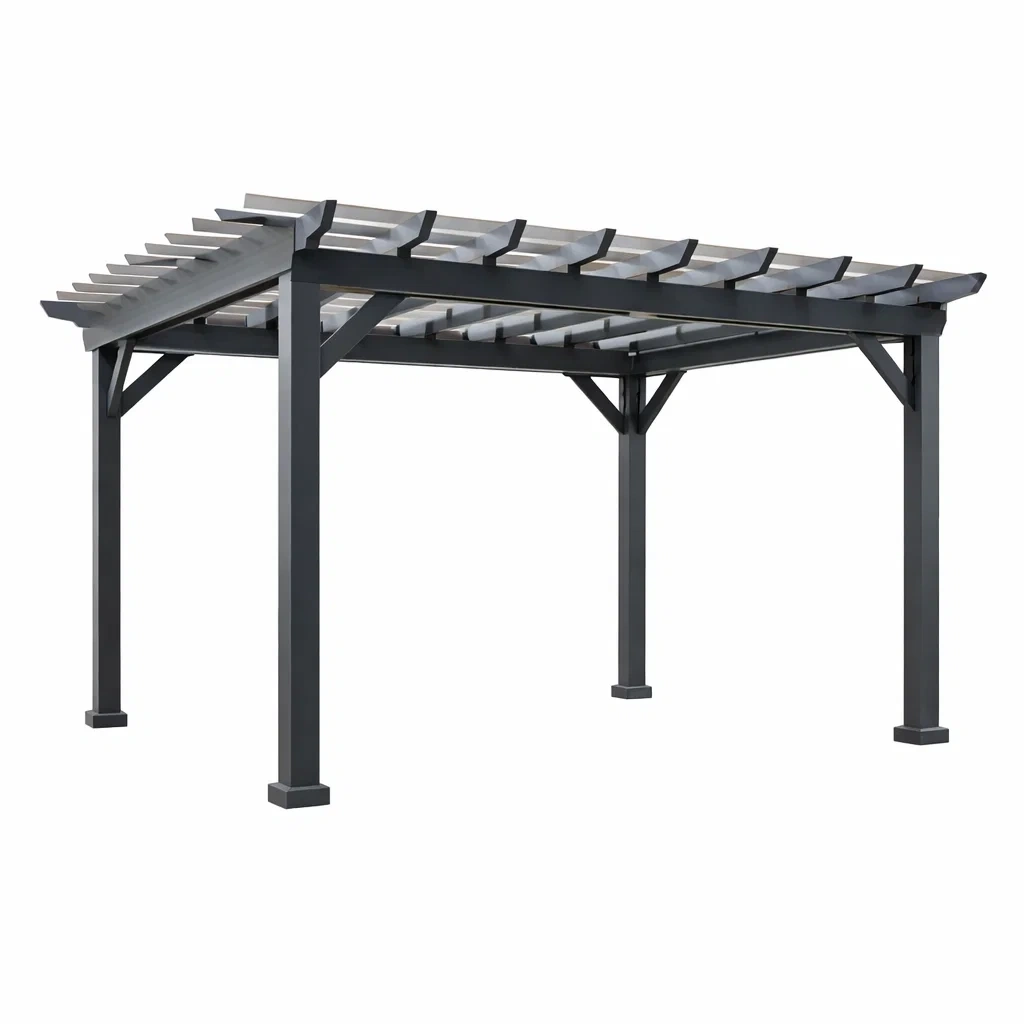 Pergola in acciaio antracite-LUXEBLISSLIVING