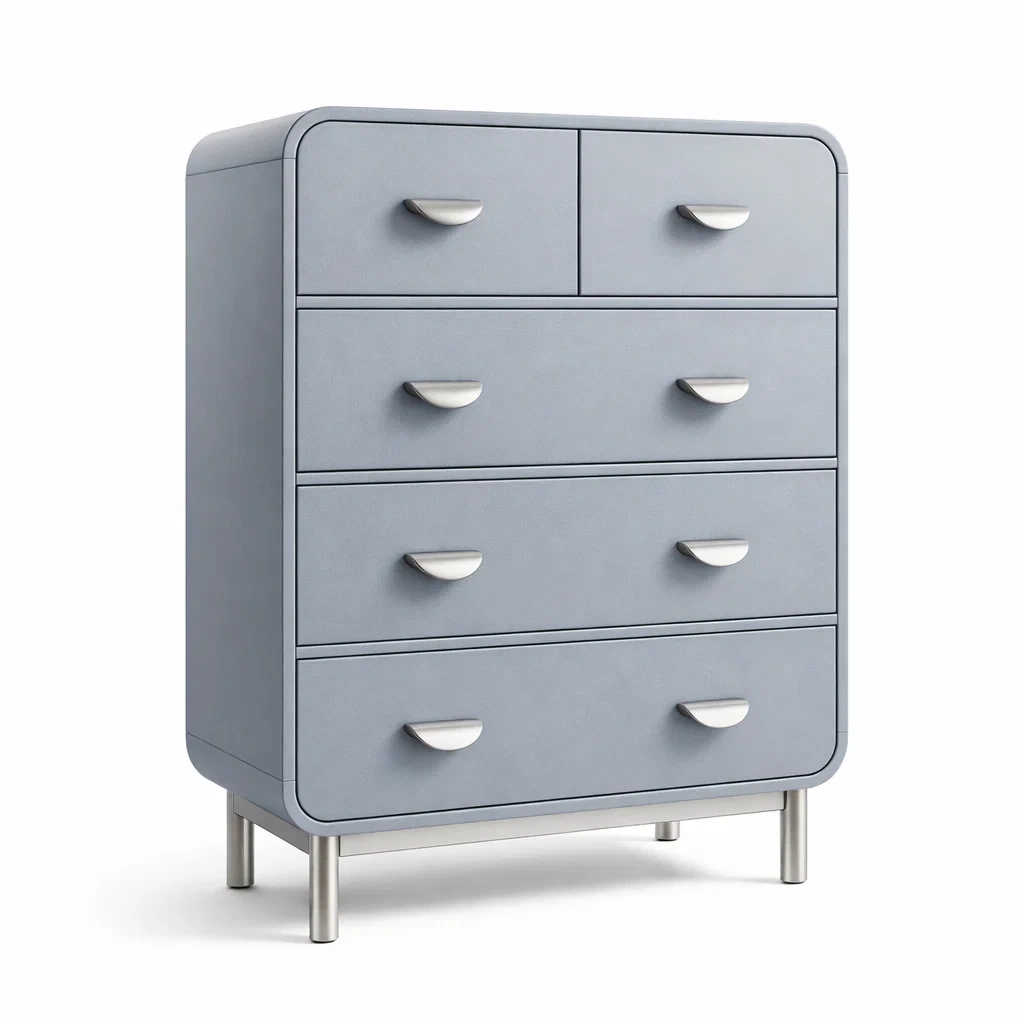 Cassettiera in MDF Blu con 5 Cassetti e Gambe in Metallo-TRENDYSANCTUARYLIVING