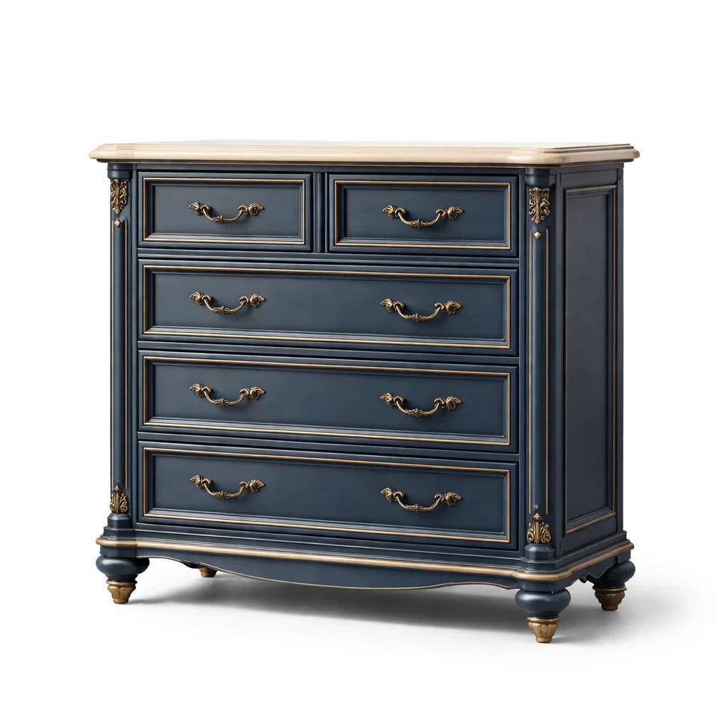 Cassettiera in MDF con Dettagli Dorati-TRENDYSANCTUARYLIVING