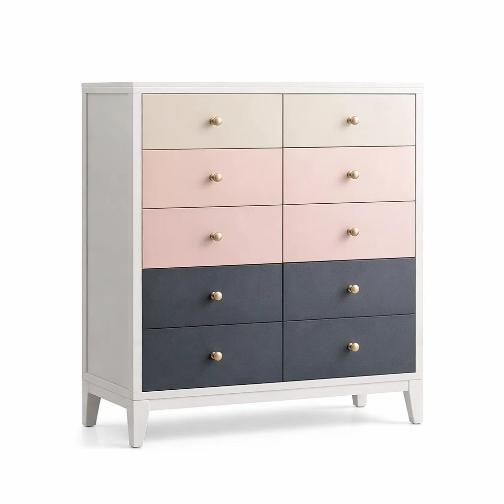 Cassettiera in Legno Multicolore con 10 Cassetti-TRENDYSANCTUARYLIVING