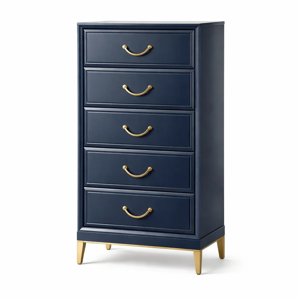 Cassettiera in MDF con 5 Cassetti e Dettagli in Metallo-TRENDYSANCTUARYLIVING