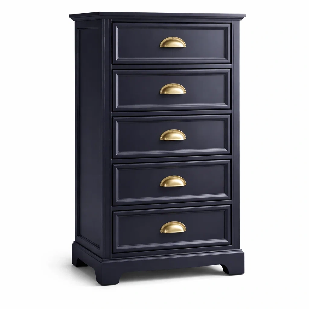 Cassettiera in MDF con 5 Cassetti e Maniglie in Ottone Blu-TRENDYSANCTUARYLIVING