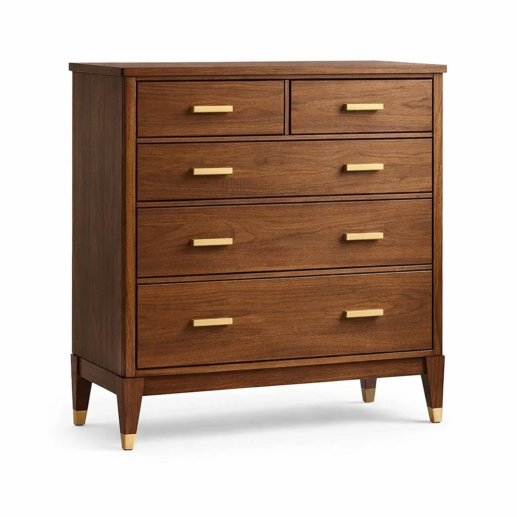 Cassettiera in Legno Massello con Maniglie in Ottone-TRENDYSANCTUARYLIVING