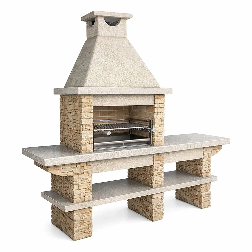 Barbecue in Pietra e Acciaio Inox con Camino-TRENDYSANCTUARYLIVING