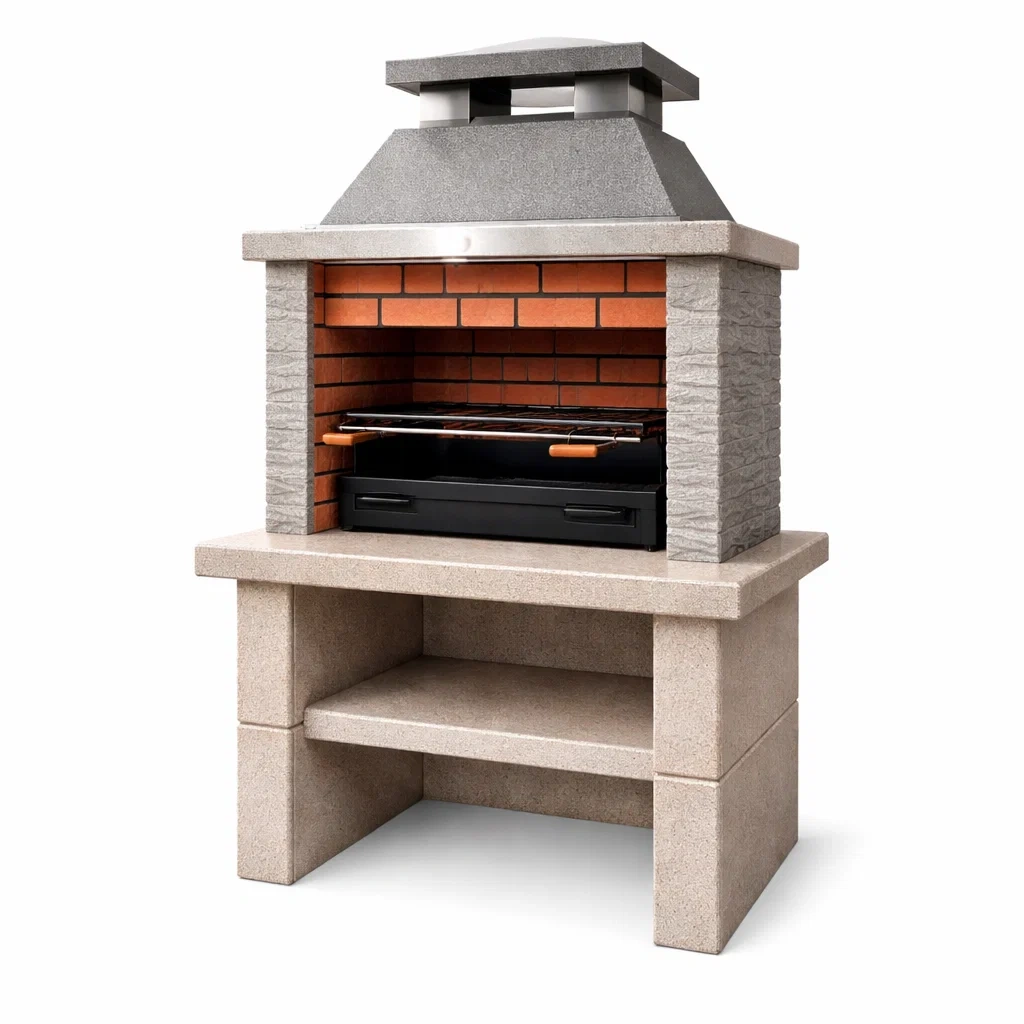 Barbecue in Cemento e Mattoni Refrattari con Griglia 80x60x160 cm-TRENDYSANCTUARYLIVING